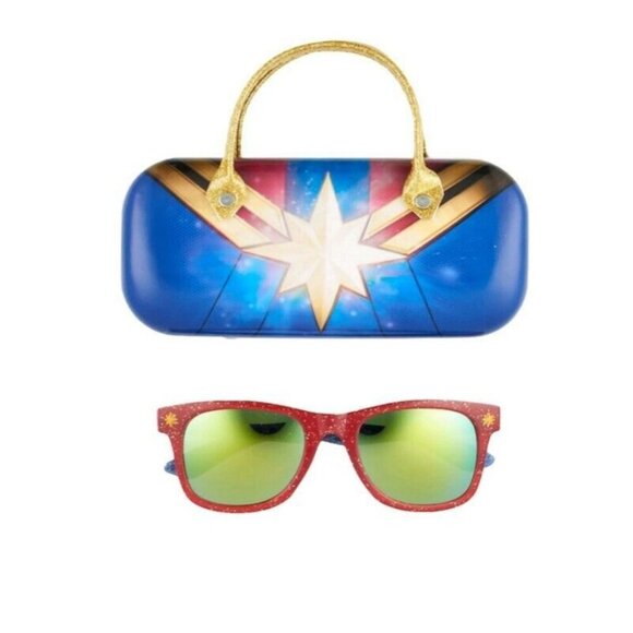 Captain Marvel Girls Sunglasses With Case Gift Set Fashion Pool Beach Summer - Picture 3 of 4